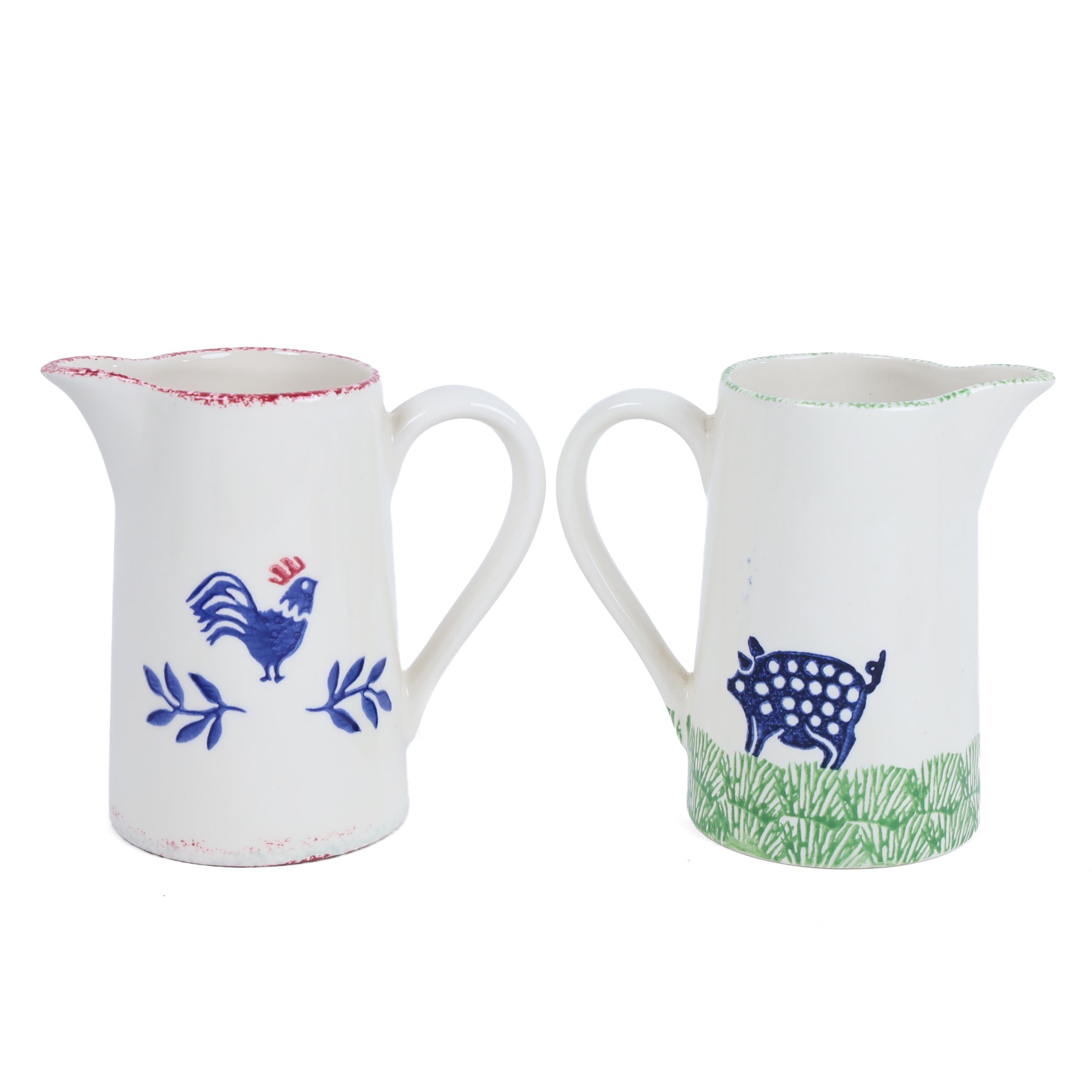Two Kensington Potteries jugs, together with hand painted German bottle and Fousenant mug, cup and saucer 
