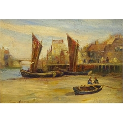 Horace Middleton (British exh.1902-1919): 'Whitby Harbour at Low Tide', oil on board signed, titled verso 24cm x 34cm