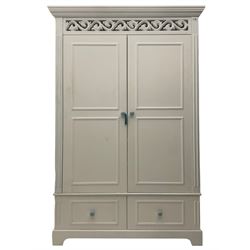 White painted double wardrobe, pierced s