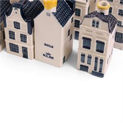 Forty Blue Delft's KLM Airlines, Bols decanters, shaped as Dutch houses