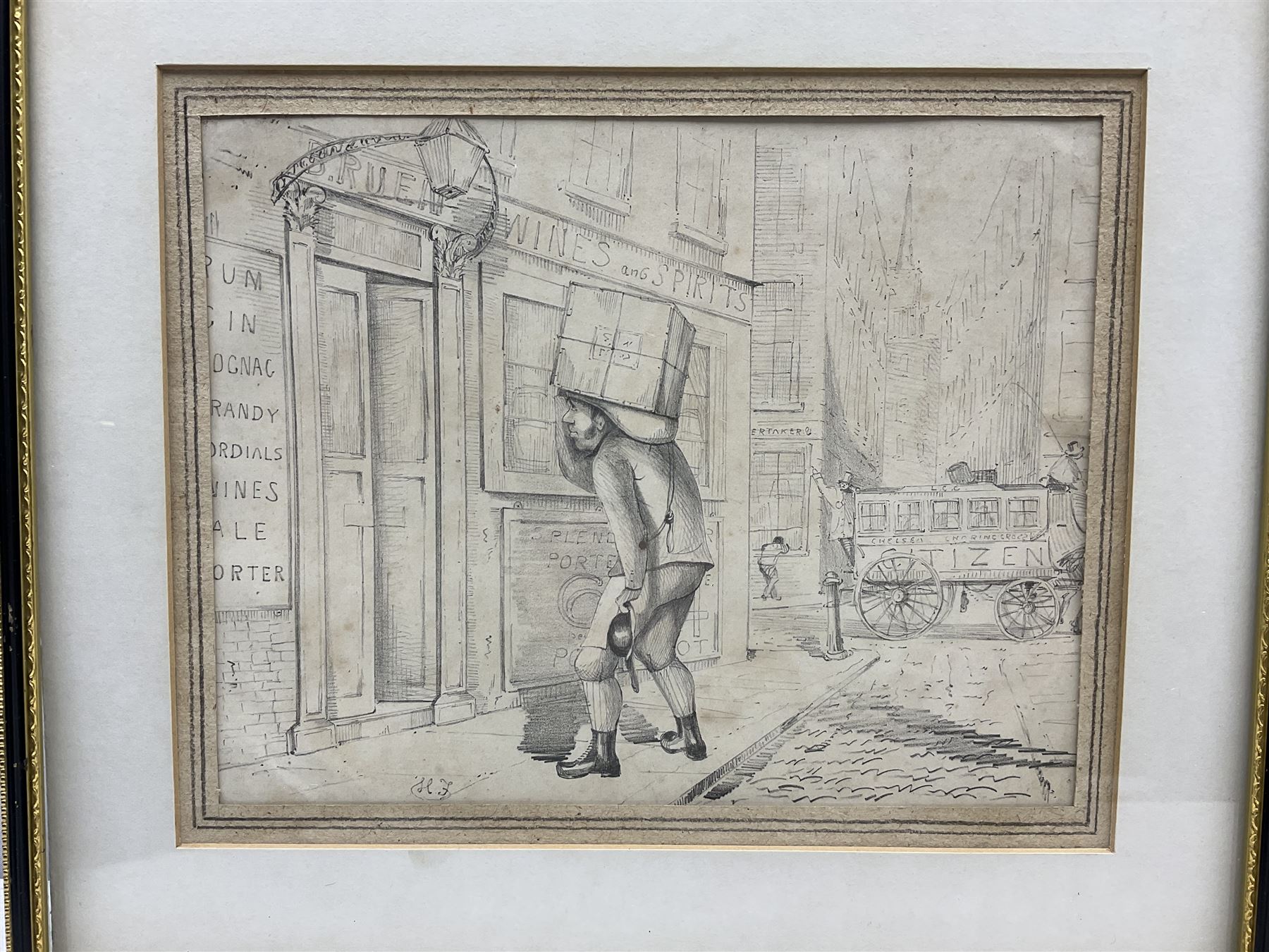 English School (Mid 19th century): Temperance Movement Cartoons, pair pencil drawings signed with indistinct monogram, possibly HF or HJ 19cm x 25cm (2)