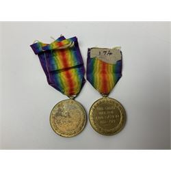 Two WW1 trios of naval medals each comprising  British War Medal, Victory Medal and 1914-15 Star awarded to J.5483 R. Guy A.B. R.N. and D.A. 9432 F.W. Stephenson D.H. R.N.R.; all with ribbons (6)