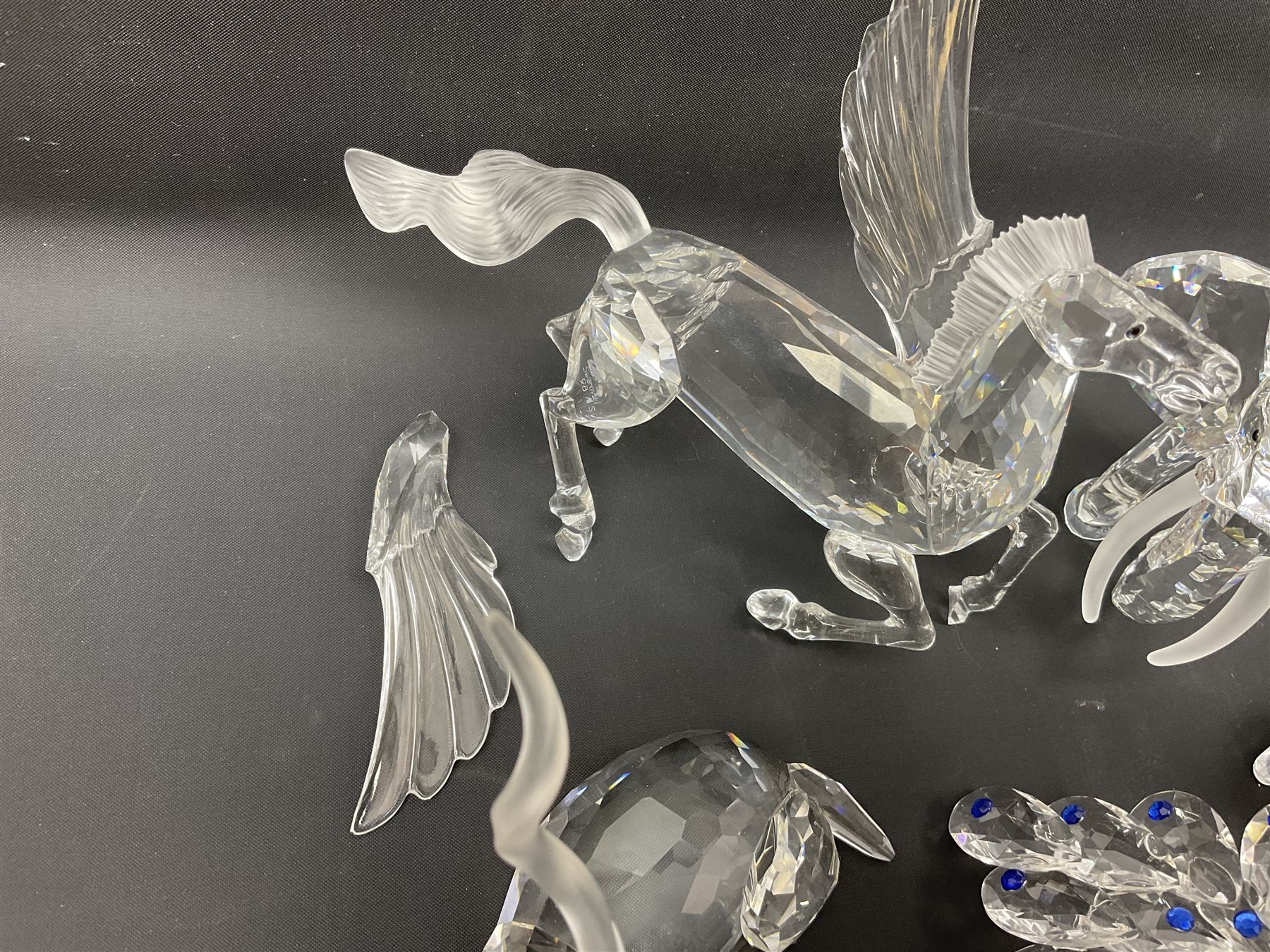 Swarovski Crystal animals, to include sheep, pigs, antelope, cockeral and hen, chicks, Pegasus, owls, giraffe, etc, together with Swarovski Crystal dancer, Isadora