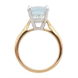18ct rose gold single stone oval aquamarine ring, hallmarked, aquamarine approx 3.90 carat