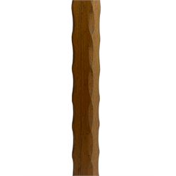 Yorkshire Oak - oak standard lamp, square column with incised decoration, on cruciform base, with shade 