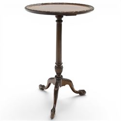Georgian design mahogany wine table with moulded dish top and fluted pedestal