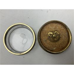 Pair of early 20th century glass dressing table jars, or circular facet cut form, with silver covers, hallmarked London, probably 1912