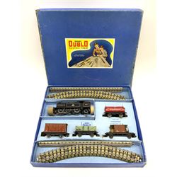 Hornby Dublo - three-rail EDG17 Tank Goods Train set with BR black 0-6-2 Tank locomotive No.69567, three items of rolling stock and brake van, quantity of straight and curved track, boxed.