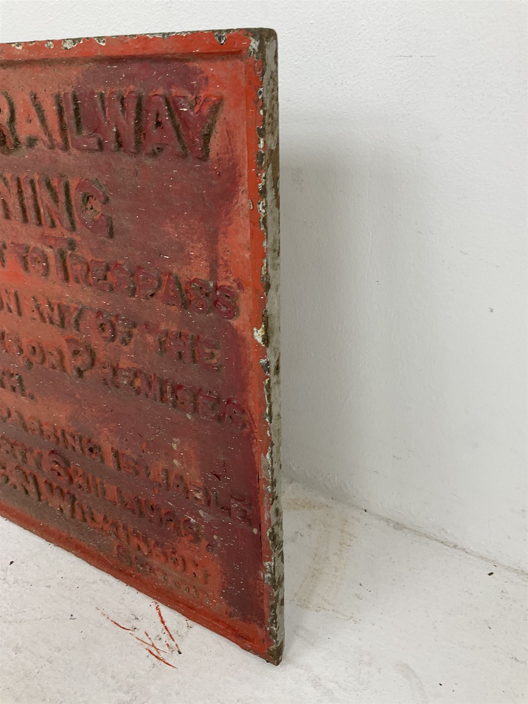 North Eastern Railway cast iron Public Railway sign, H60cm, L91cm
