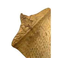 'Gnomeman' tooled oak twin handle rectangular tray, carved in relief with two gnomes, by Thomas Whittaker of Littlebeck 