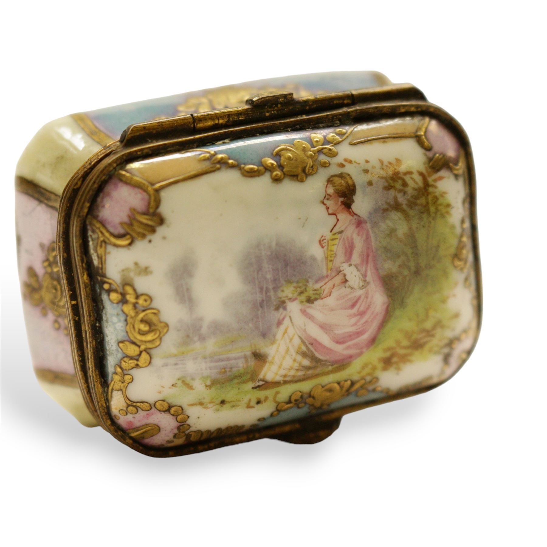 Royal Worcester pill box, decorated with forget-me-nots to the lid, together with two others 