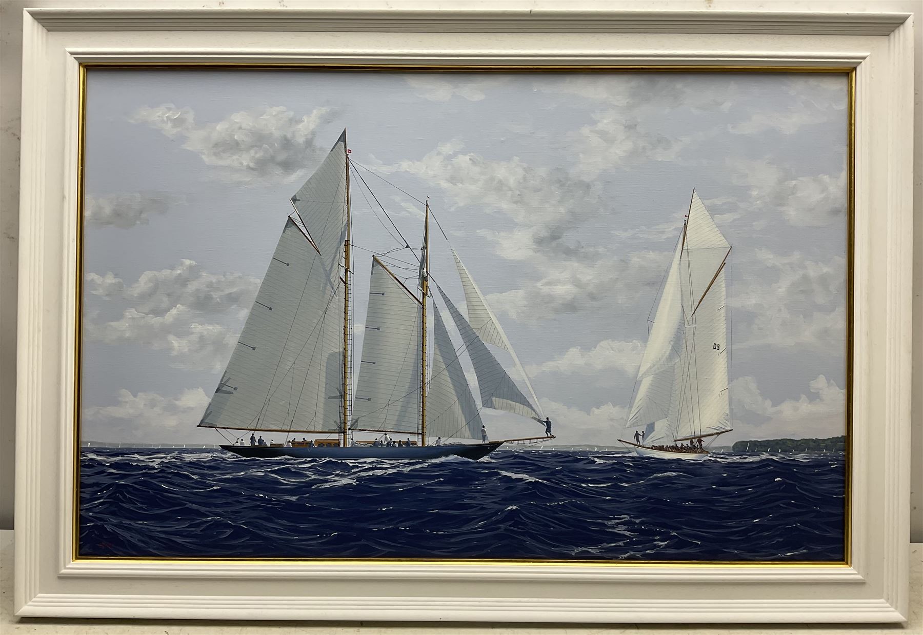 James Miller (British 1962-): J Class Yachts, oil on canvas signed 84cm x 54cm
