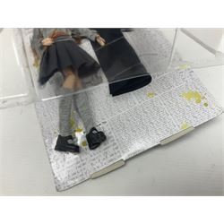 Three Mattel carded Harry Potter dolls - Harry, Hermione & Dumbledore; Vivid Imaginations Take That Robbie doll; all boxed; three Manchester United figures of players (one boxed); and The Simpsons 3-D Chess Game; boxed