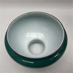 Miller & Sons Piccadilly polished brass double adjustable student's oil lamp, with green glass shades, H52cm