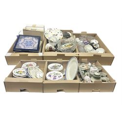 Emma Bridgewater wall clock, Country Artists kingfisher, Wedgwood Charnwood pattern tea service and a large collection of collectors plates and other ceramics and glassware, in six boxes