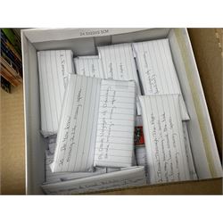 Quantity of trade cards, housed in ring binder albums and loose, including Twinnings, Lyons, PG Tips, Hornimans, Ty-Phoo etc and various unused official paper albums, in two boxes