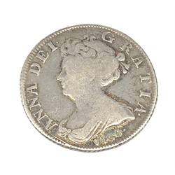 Queen Anne 1703 shilling coin, Vigo below bust