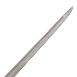 British bayonet, the 44cm blade stamped to the the ricasso Sanders, with wooden two piece grip,  in a steel scabbard with canvas frog, overall L58cm