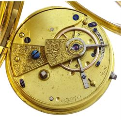 Victorian 18ct gold ladies fusee pocket watch No.62970, gilt dial with Roman numerals, London 1871