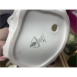 Beswick figure Matthew the trumpet playing pig, together with Royal Doulton figure Diana HN2468, a pair of Limoges busts and other collectables  