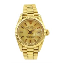Rolex Oyster Perpetual Datejust ladies automatic 18ct gold jubilee bracelet wristwatch, circa 1981, model No. 6917, serial No. 6746111