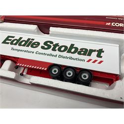 Corgi Eddie Stobart - three Hauliers of Renown lorries; CC13722 Scania R Fridge Trailer; CC15202 MAN XLX; and CC15207 MAN TG-X (XL) Fuel Tanker; all boxed (3)