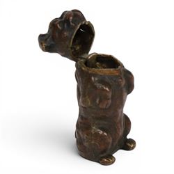 Victorian gilt brass novelty vesta case, as a begging dog, H5cm
