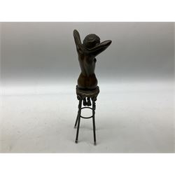Art Deco style bronze modelled as a nude female figure, seated upon a chair, after 'D.H. Chiparus', H27.5cm