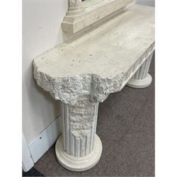 Cast architectural stone effect console table with mirror