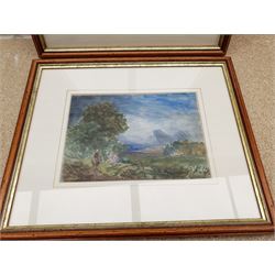 Thomas Hudson (British 1844-1920): 'A Recollection of Cox' and Sun Through the Clouds, pair watercolours, one signed titled and indistinctly dated on original label verso 12cm x 17cm