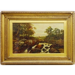  'On the Machno N. Wales', 19th century oil on canvas signed and dated 1875 by Frederick T Sibley, titled and signed verso 35cm x 59cm in gilt frame  