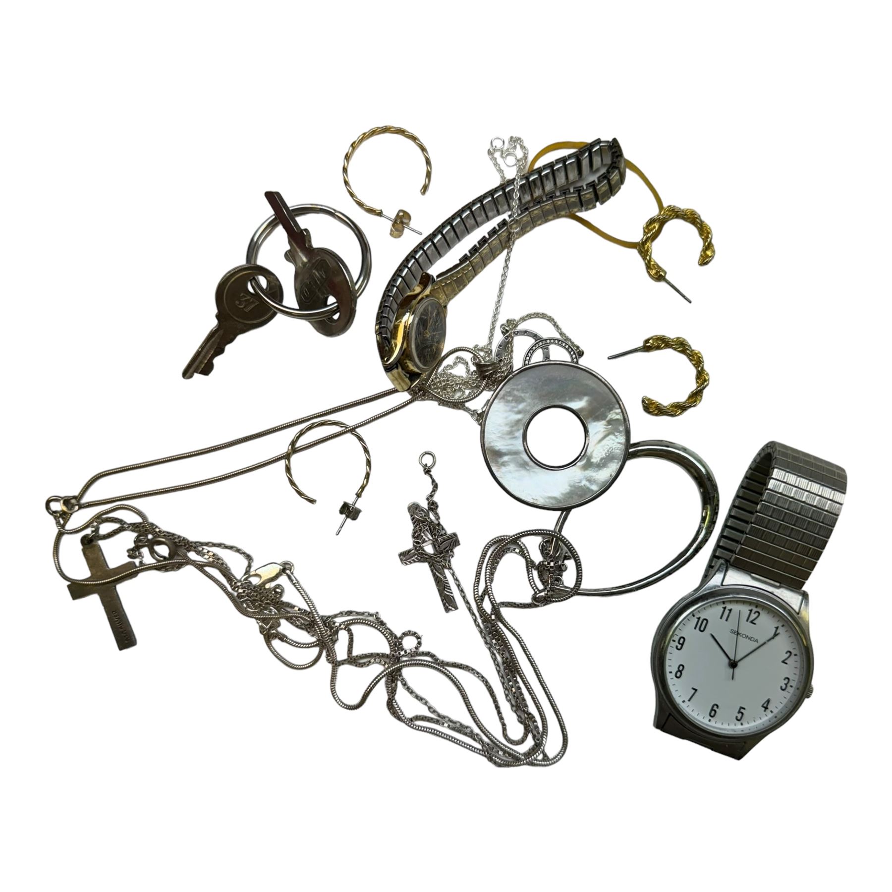 9ct gold Cameo brooch, hallmarked, Pandora necklace, silver necklaces and costume jewellery 