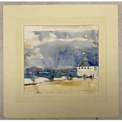 Jean Alexander (British 1911-1994): Views in Suffolk, comprising: 'Morning on the Shore - Aldeburgh July 1984', 'Sunshine on the Backwater - Aug '85 with Stephanie', 'Stormy Weather - High Sea near East Terrace Aug 1988', 'Walberswick - July 1990', 'Squally Weather near Bungay (outside Joan's house Broom Tuns) Jan 1990', 'Polzeath N. Cornwall - August 1989', and another untitled, watercolours, each signed, variously titled and dated verso, the titled 27.5cm x 37.5cm (unframed), the other 25cm x 27cm (mounted) (7)