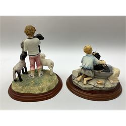 Twelve Border Fine Arts figure groups, to include Bath Time B0086, Young Farmers A1453, Monty A6739, Beagle in Jumper 610844, Sam JH21, Gyp A6509, etc  