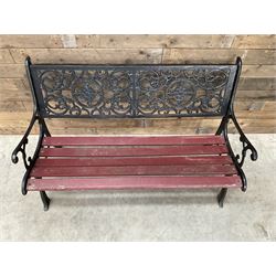 Cast iron and wood slatted garden bench