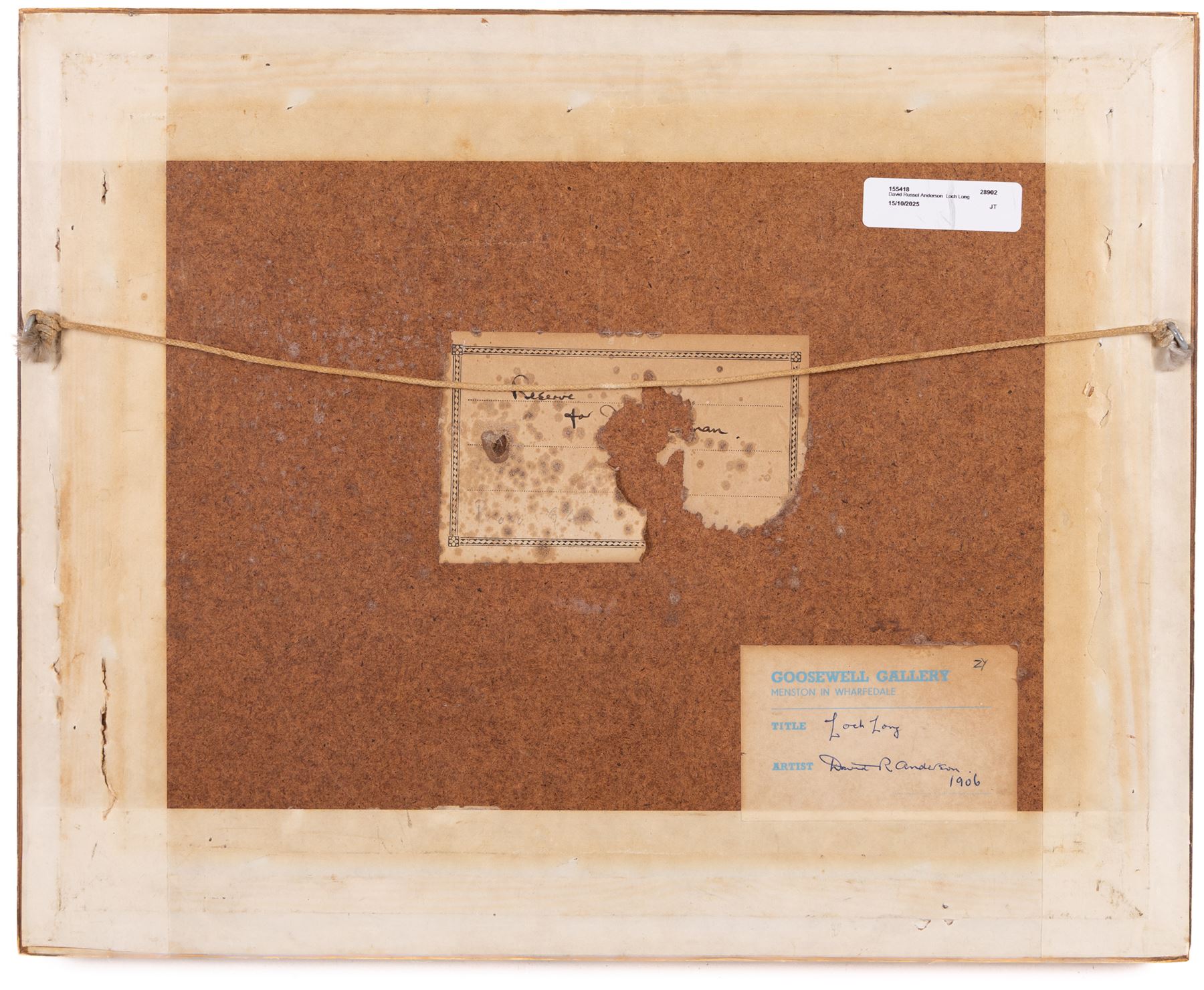 David Russell Anderson RSW (Scottish 1884-1976): 'Loch Long', oil on board, titled and attributed on label verso 25cm x 33cm 