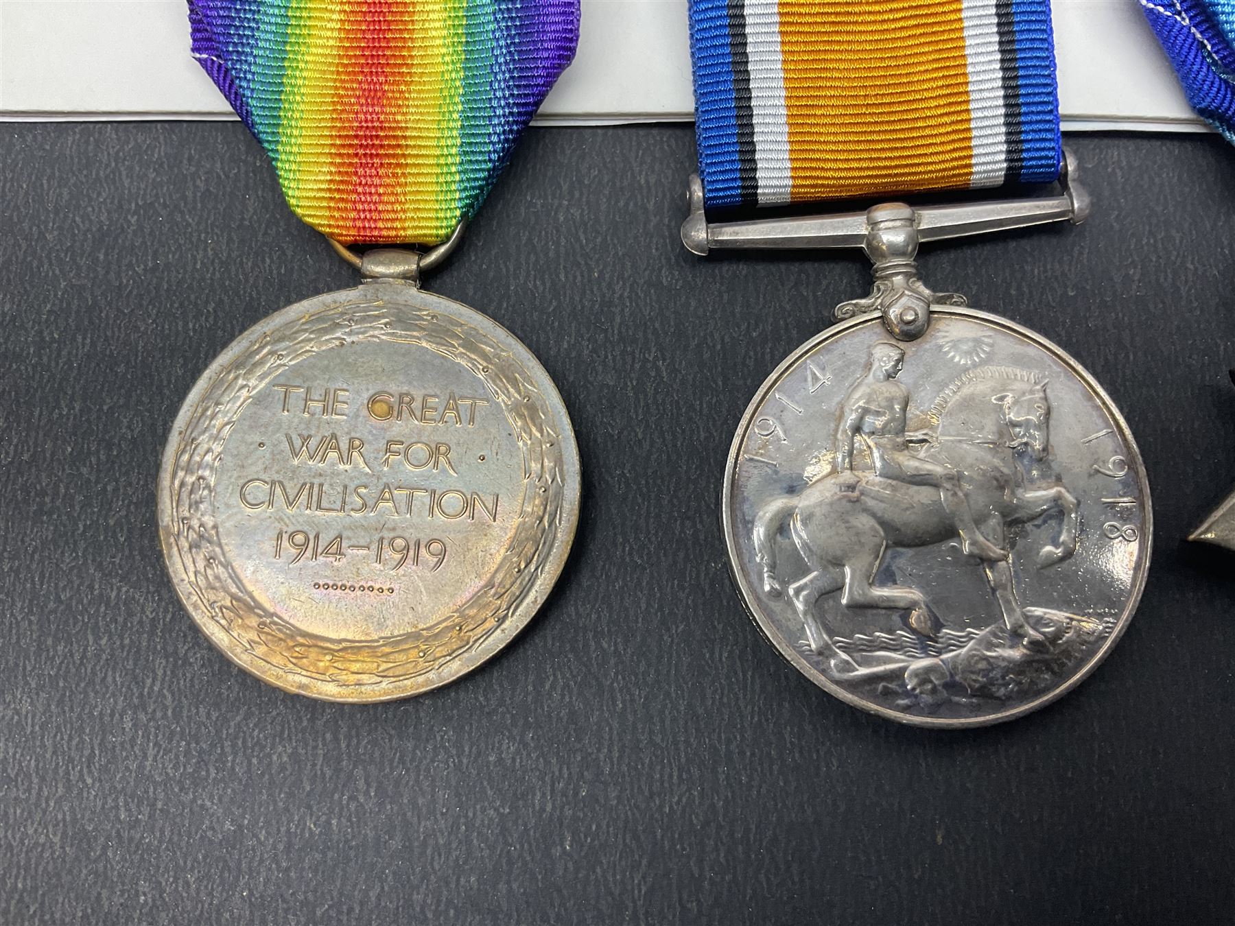 WWI trio of medals comprising British War Medal, Victory Medal and 1914-15 Star awarded to S2SR-01529 Pte. W. Merry A.S.C.; all with ribbons