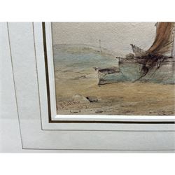 George Dodgson Callow (British 1829-1875): Beached Vessels at Low Tide, watercolour signed and dated 1867, 13cm x 22cm 