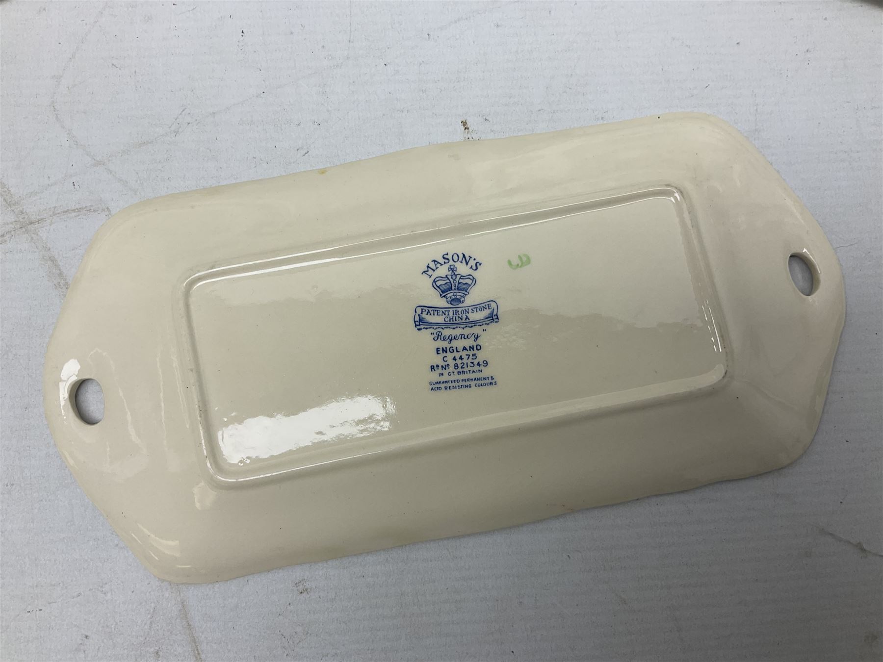 Three Spode Italian pattern platters, together with a three masons dishes of various sizes and two other plates  