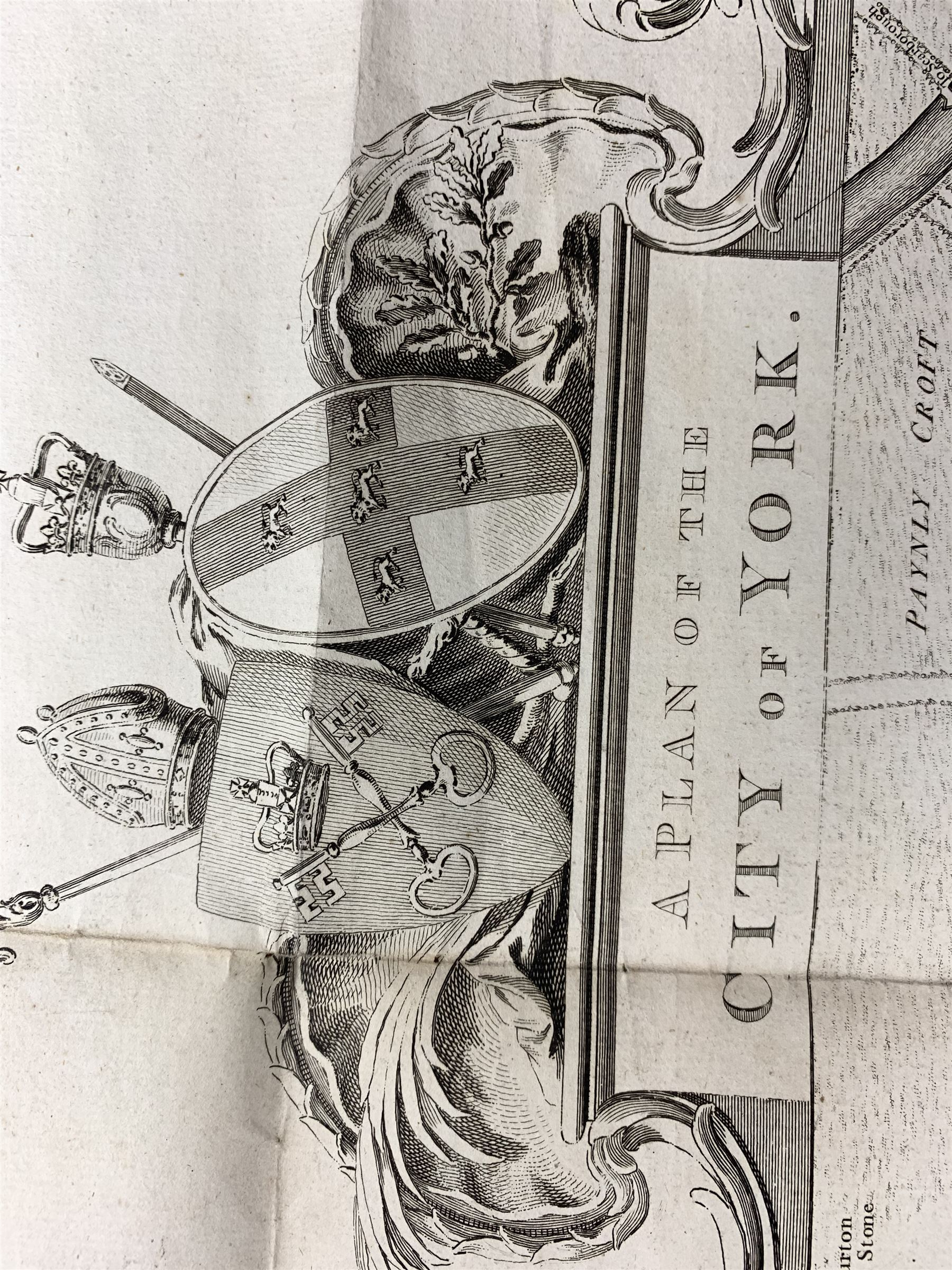 Thomas Jefferys (British 1719-1771): 'A Plan of the City of York', original engraved map with hand colouring pub. 1772, 74cm x 60cm (unframed)