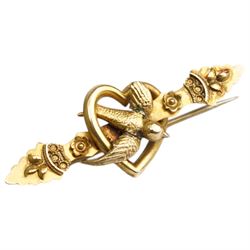 Early 20th century 12ct gold swallow brooch by Able & Charnell