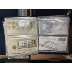 Approximately one hundred and fifteen Royal Mint coin covers, in two ring binder folders and loose, together with approximately 53 grams of Great British pre-1920 and approximately 68 grams of Great British pre-1947 silver threepence coins, and a small quantity of further pre-decimal coins