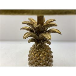 Composite table lamp, modelled as a gilt pineapple, with a mustard velvet shade, H62cm