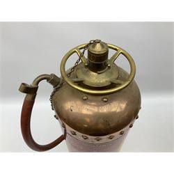 Large copper ‘Waterloo’ fire extinguisher by Read and Campbell Ltd and another Safex example 
