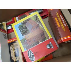 Collection of mostly Hornby '00' gauge model railway, including two Inter-City locomotives and carriages, railway buildings and scenery, track, controllers and other accessories, some boxed and some empty boxes