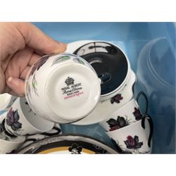 Royal Albert Masquerade pattern tea service for six, together with Royal Albert Dogwood pattern teacup and saucer and Alfred Meakin tea and dinner wares decorated with gilt on cream ground to include lidded tureens and oval serving plates etc in two boxes