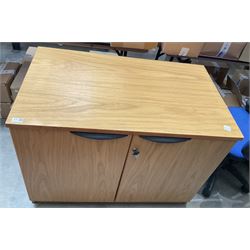 Light oak effect double door office cupboard  - THIS LOT IS TO BE COLLECTED BY APPOINTMENT FROM DUGGLEBY STORAGE, GREAT HILL, EASTFIELD, SCARBOROUGH, YO11 3TX