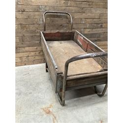 Vintage metal and wooden trolley cart