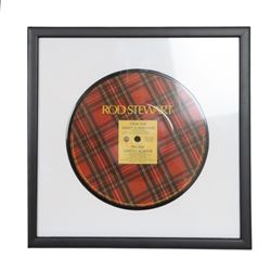 Seven framed record displays, including Meat Loaf 'Razor's Edge', Jim Steinman 'Bad For Good', Meat Loaf 'Bat Out of Hell' and 'I'd Do Anything For Love' gold coloured vinyls, David Bowie 'Life On Mars', Rod Stewart 'Sweet Surrender' and Rod Stewart 'Infatuation', largest H58cm