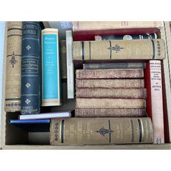 Collection of books to include Byron's Works, Hogarth's work, ten volumes by Sir Walter Scott Bart etc, in two boxes 